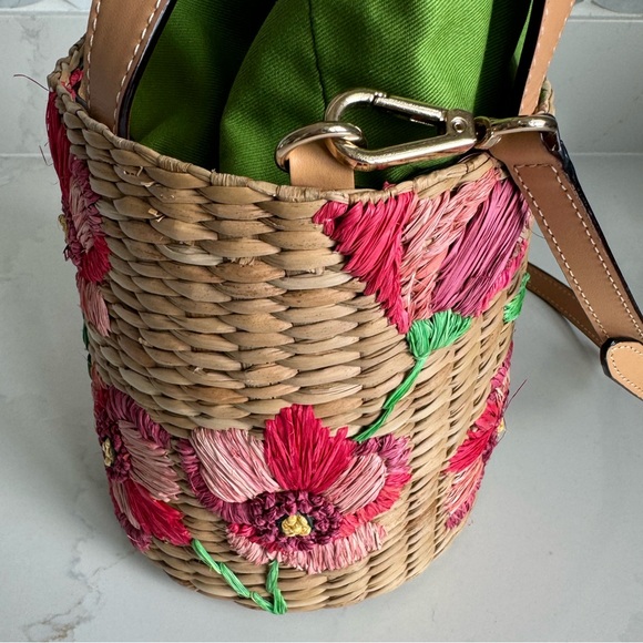 Frances Valentine raffia poppy embroidered bucket bag - Picture 3 of 12